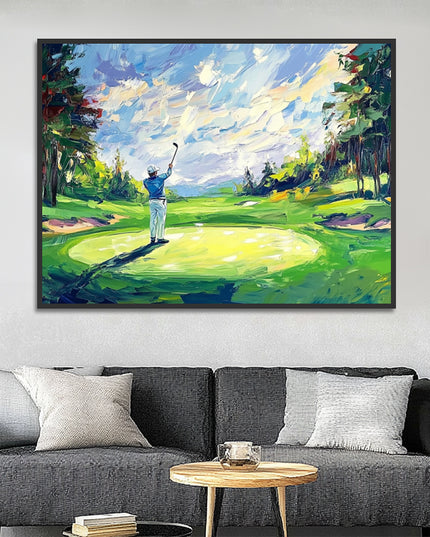 Golfspieler Grünes Feld – Wandgemälde