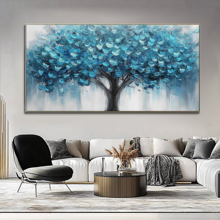 Blauer Baum Panorama – Wandgemälde