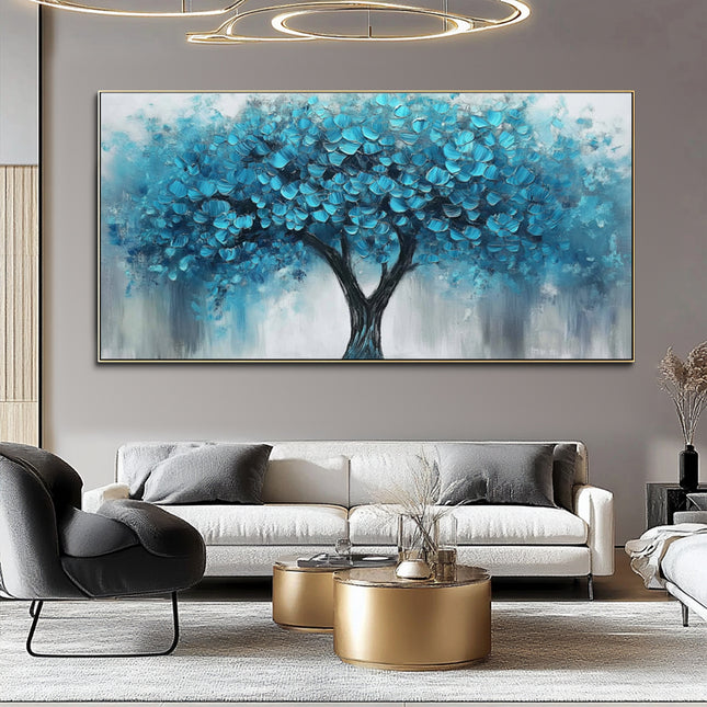 Blauer Baum Panorama – Wandgemälde