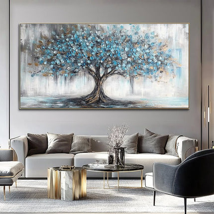 Blauer Baum Panorama – Wandgemälde