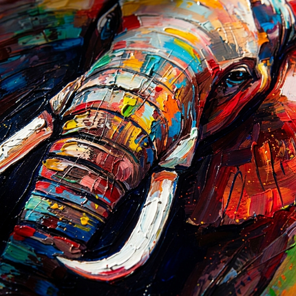 Bunter Elefant Portrait – Wandgemälde