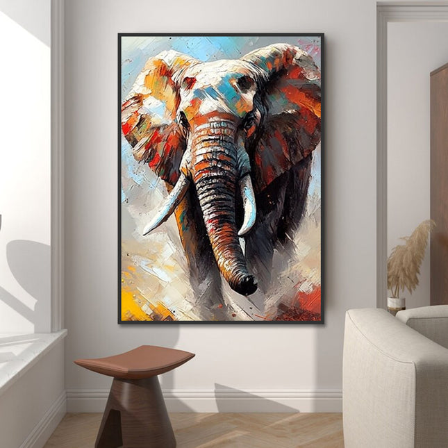 Bunter Elefant Portrait – Wandgemälde