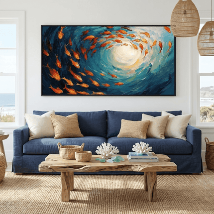 Goldene Fische Panorama – Wandgemälde