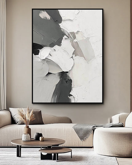 Grau Weiss Textur Abstrakt – Wandgemälde