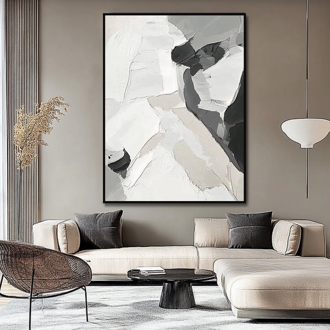 Grau Weiss Textur Abstrakt – Wandgemälde