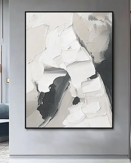 Grau Weiss Textur Abstrakt – Wandgemälde