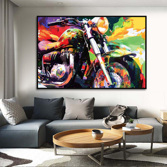 Buntes Motorrad Vintage – Wandgemälde