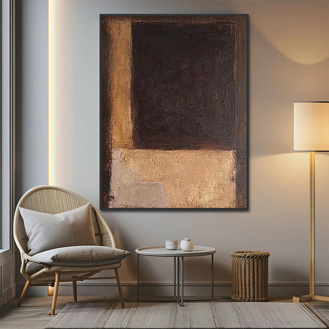 Dunkel Braun Beige Abstrakt – Wandgemälde