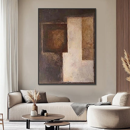 Dunkel Braun Beige Abstrakt – Wandgemälde
