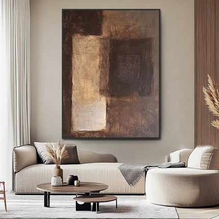 Dunkel Braun Beige Abstrakt – Wandgemälde