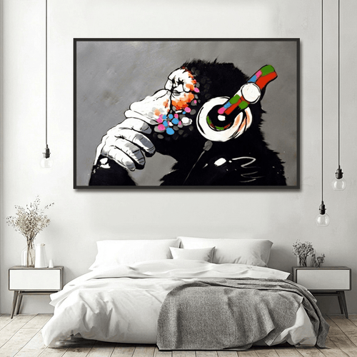 Gorilla mit Kopfhörer – Pop Art Wandgemälde – NYMP-764