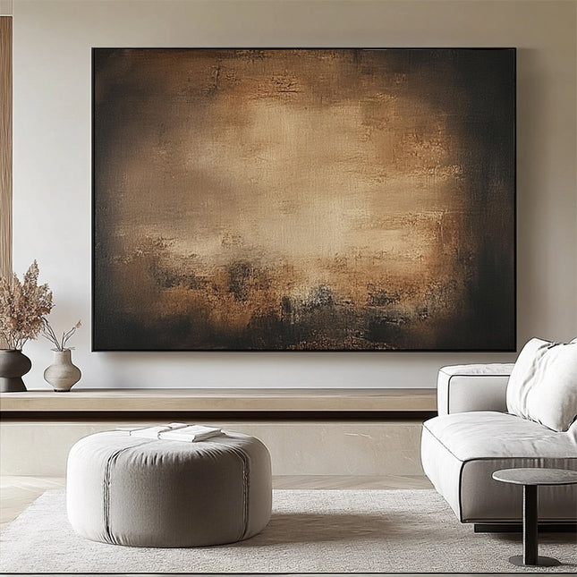 Braun Schwarz Abstrakt Dunkel – Wandgemälde