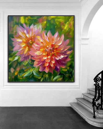 Rosa Dahlien Blüten – Wandgemälde