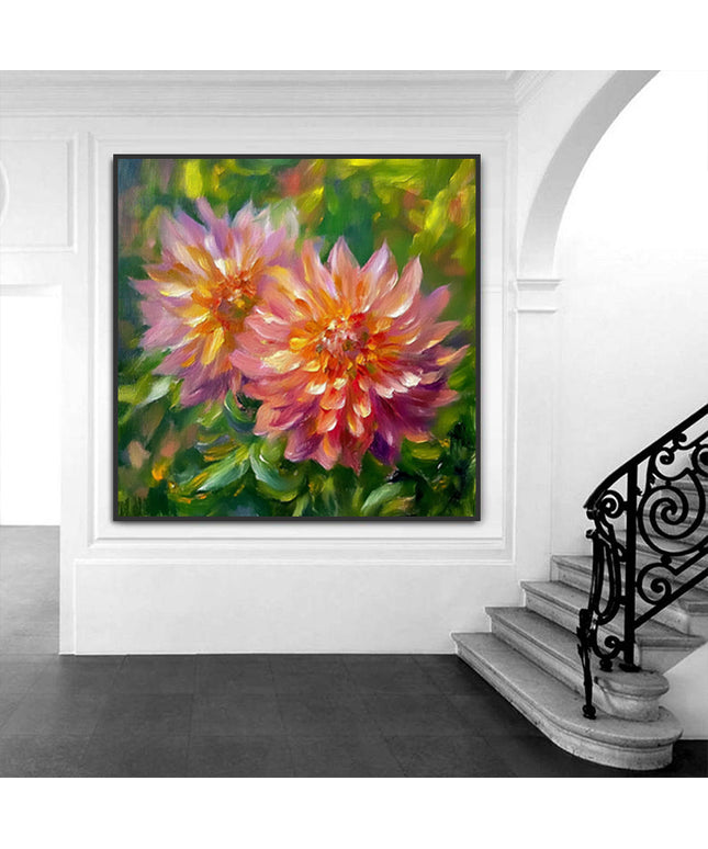 Rosa Dahlien Blüten – Wandgemälde