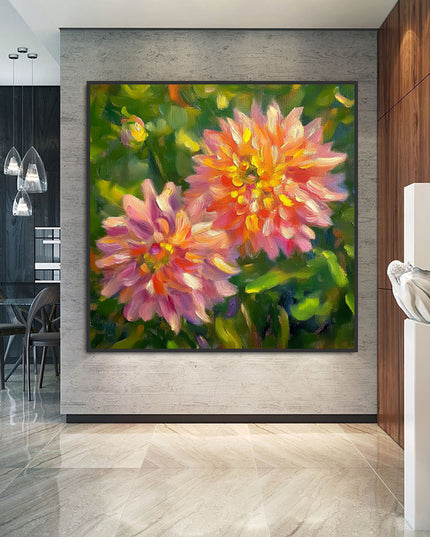 Rosa Dahlien Blüten – Wandgemälde