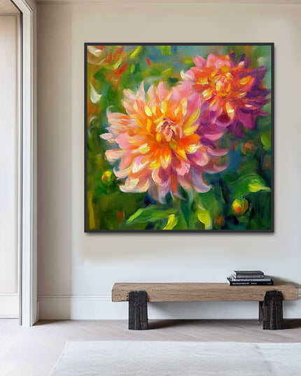 Rosa Dahlien Blüten – Wandgemälde