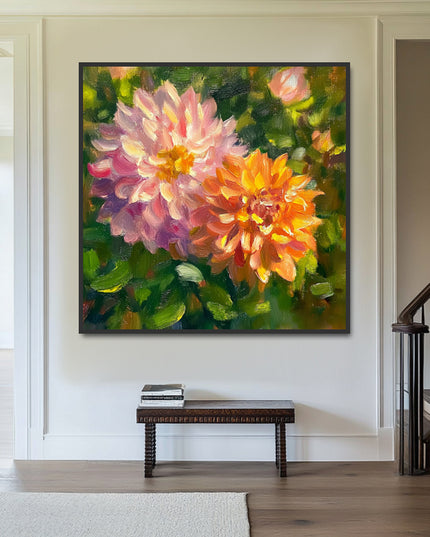 Rosa Dahlien Blüten – Wandgemälde