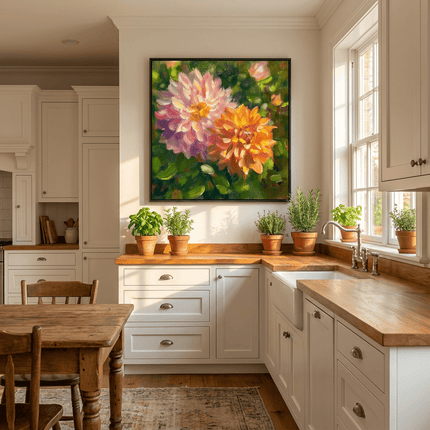 Rosa Dahlien Blüten – Wandgemälde
