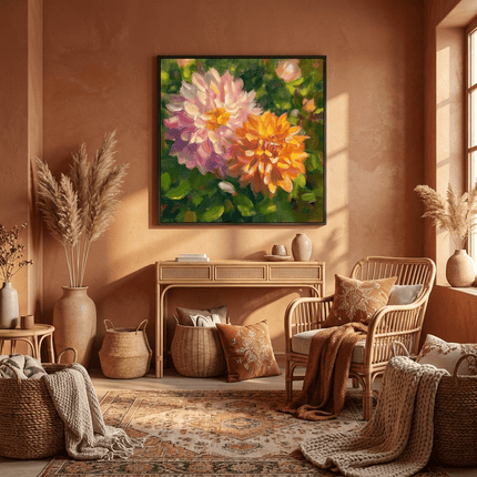 Rosa Dahlien Blüten – Wandgemälde