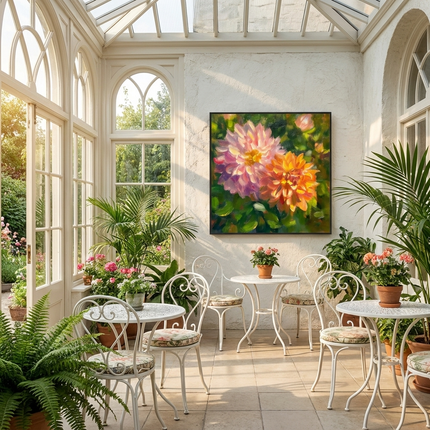 Rosa Dahlien Blüten – Wandgemälde
