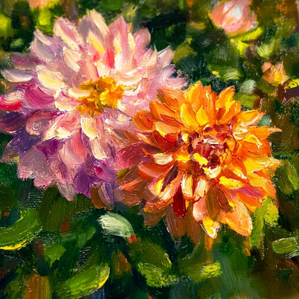 Rosa Dahlien Blüten – Wandgemälde