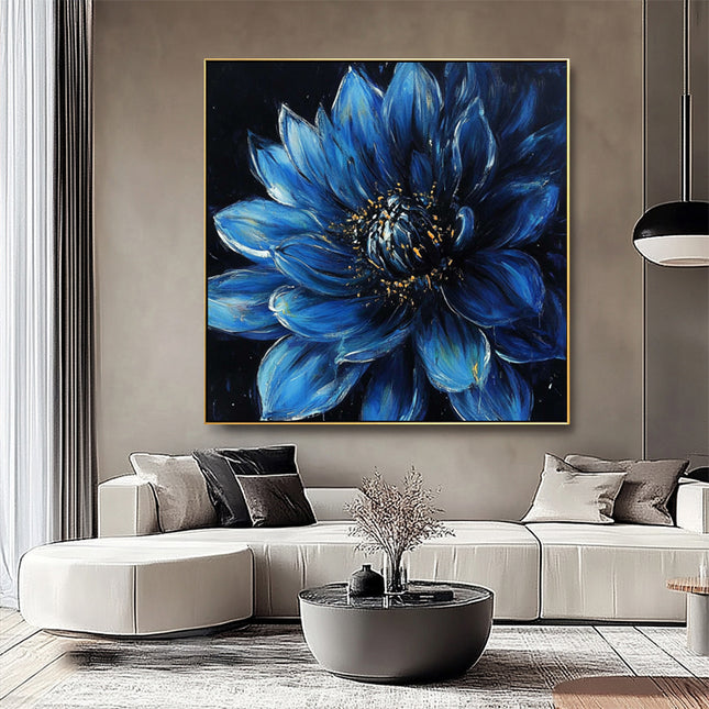 Blaue Blume Dunkel – Wandgemälde