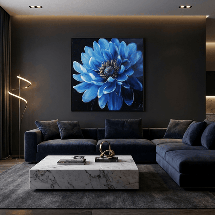 Blaue Blume Dunkel – Wandgemälde