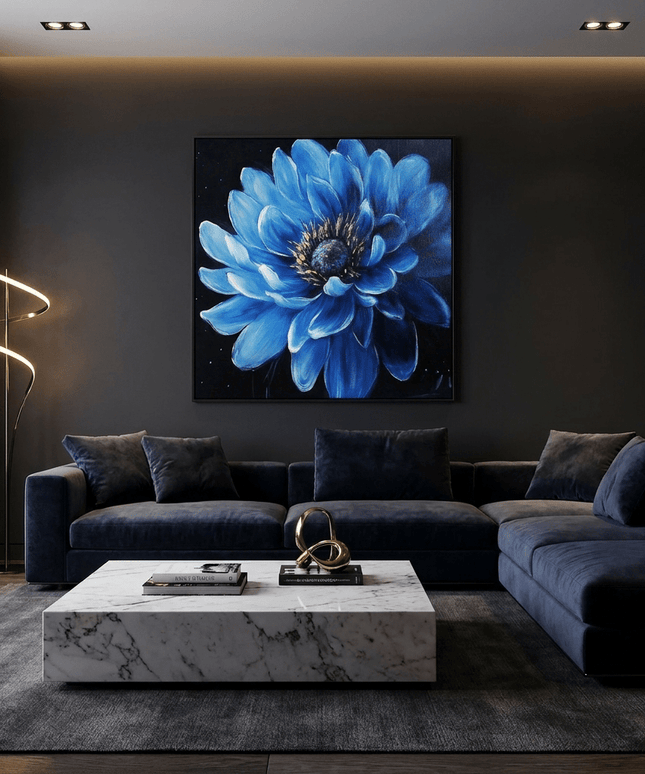 Blaue Blume Dunkel – Wandgemälde