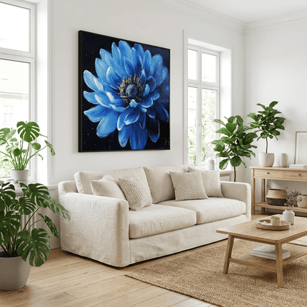 Blaue Blume Dunkel – Wandgemälde