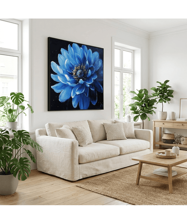 Blaue Blume Dunkel – Wandgemälde