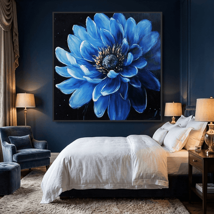 Blaue Blume Dunkel – Wandgemälde