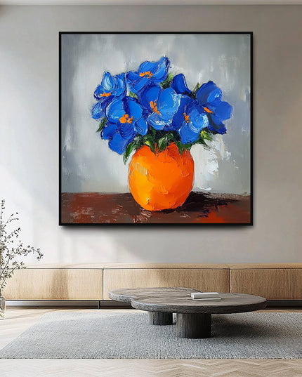 Bunte Blumen in Vase – Wandgemälde