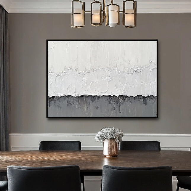 Weiss Schwarz Minimal Struktur – Wandgemälde