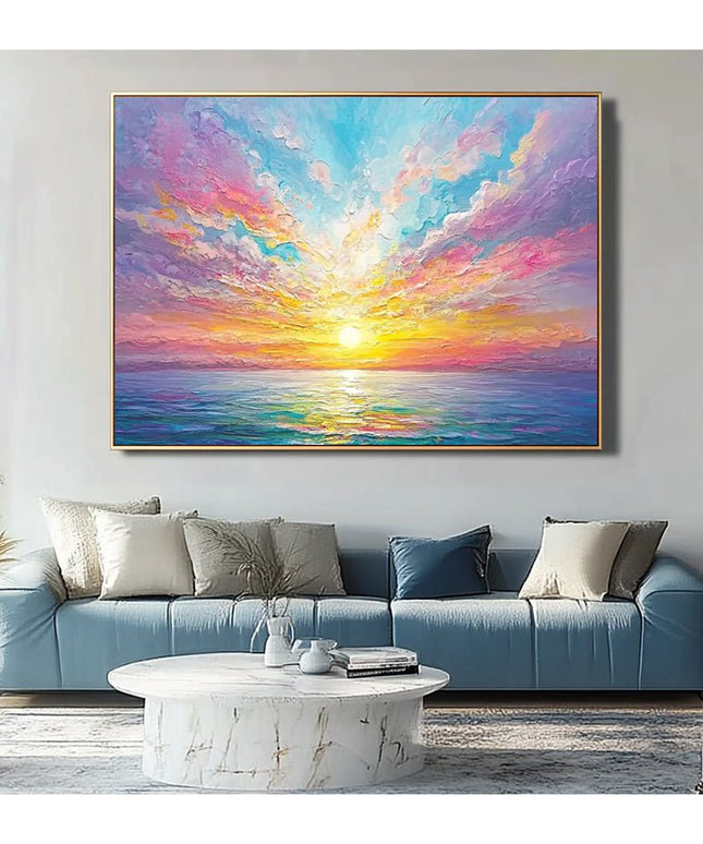Ozean Sonnenuntergang Bunt – Wandgemälde