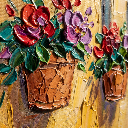 Mediterrane Villa mit Blumen – Wandgemälde