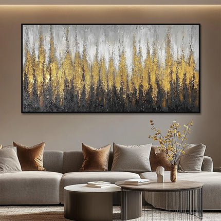 Gold Grau Wald Horizontal – Luxus Wandgemälde