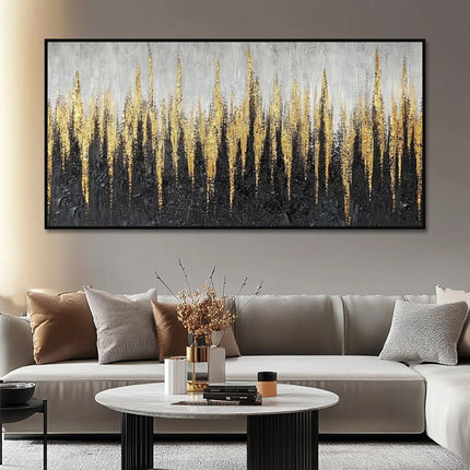 Gold Grau Wald Horizontal – Luxus Wandgemälde