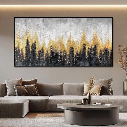 Gold Grau Wald Horizontal – Luxus Wandgemälde