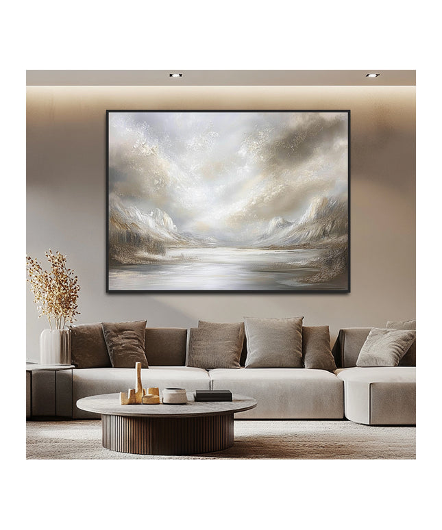 Nebel Bergsee Landschaft – Wandgemälde