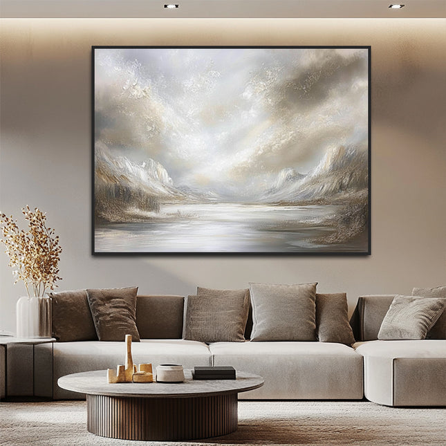 Nebel Bergsee Landschaft – Wandgemälde