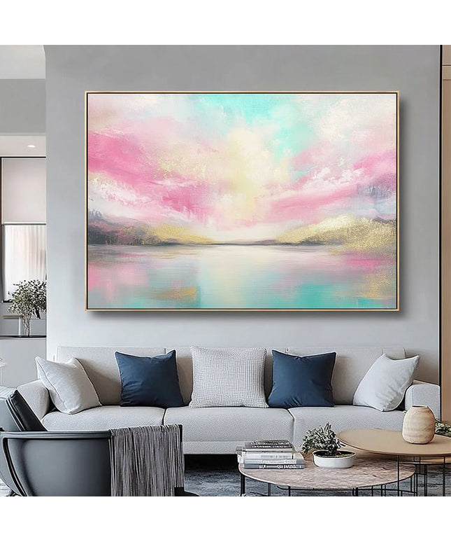 Pink Türkis Traumlandschaft – Wandkunst