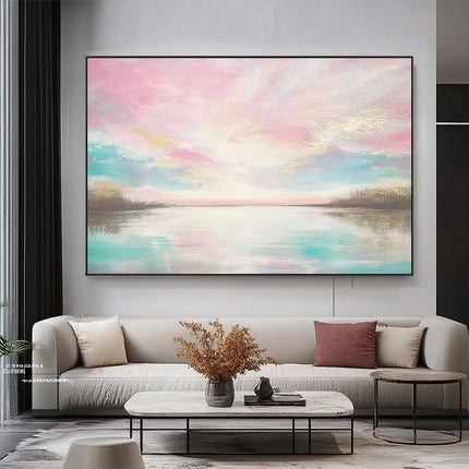 Pink Türkis Traumlandschaft – Wandkunst
