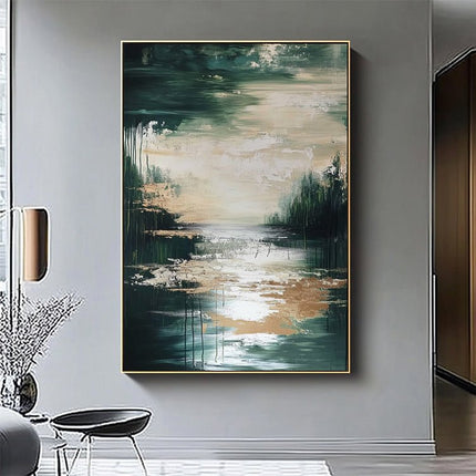 Dark Green Gold Abstract – Wall Mural