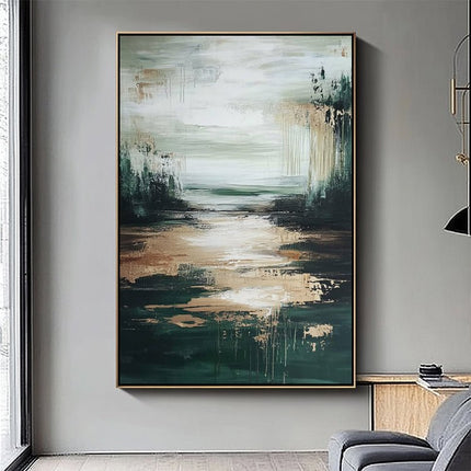 Dark Green Gold Abstract – Wall Mural