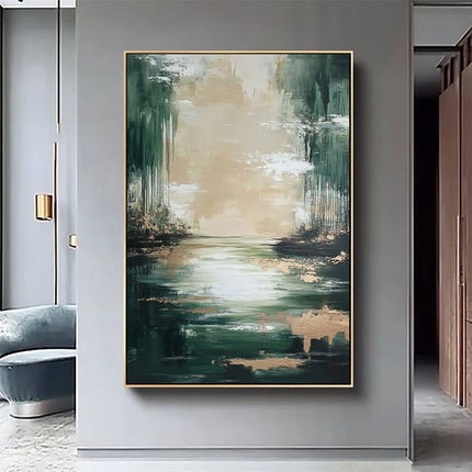 Dark Green Gold Abstract – Wall Mural