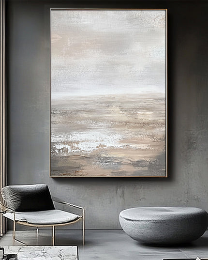 Beige Küste Abstrakt – Wandgemälde