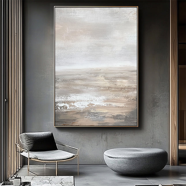 Beige Küste Abstrakt – Wandgemälde