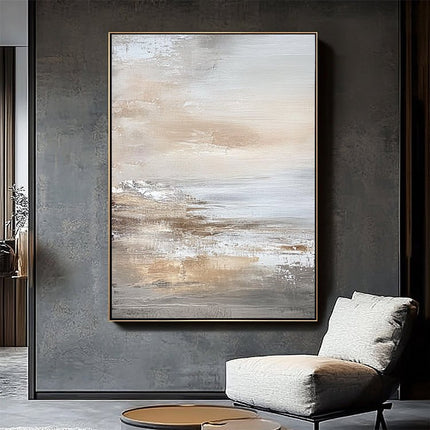 Beige Küste Abstrakt – Wandgemälde
