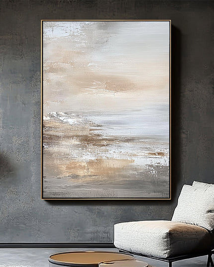 Beige Küste Abstrakt – Wandgemälde