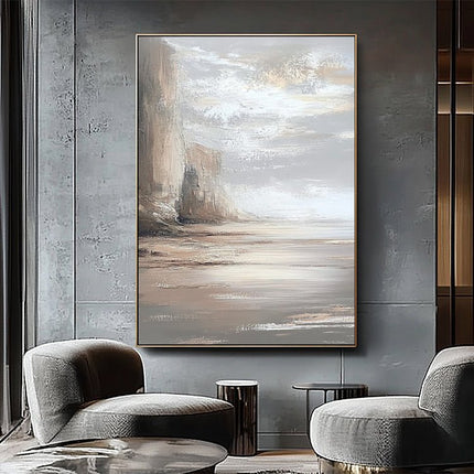 Beige Küste Abstrakt – Wandgemälde